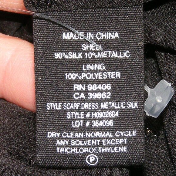 THEORY Sheer Dress, 2, NEEDS SLIP, Black, Secretary Bow, Metallic Swiss Dots - Picture 10 of 12